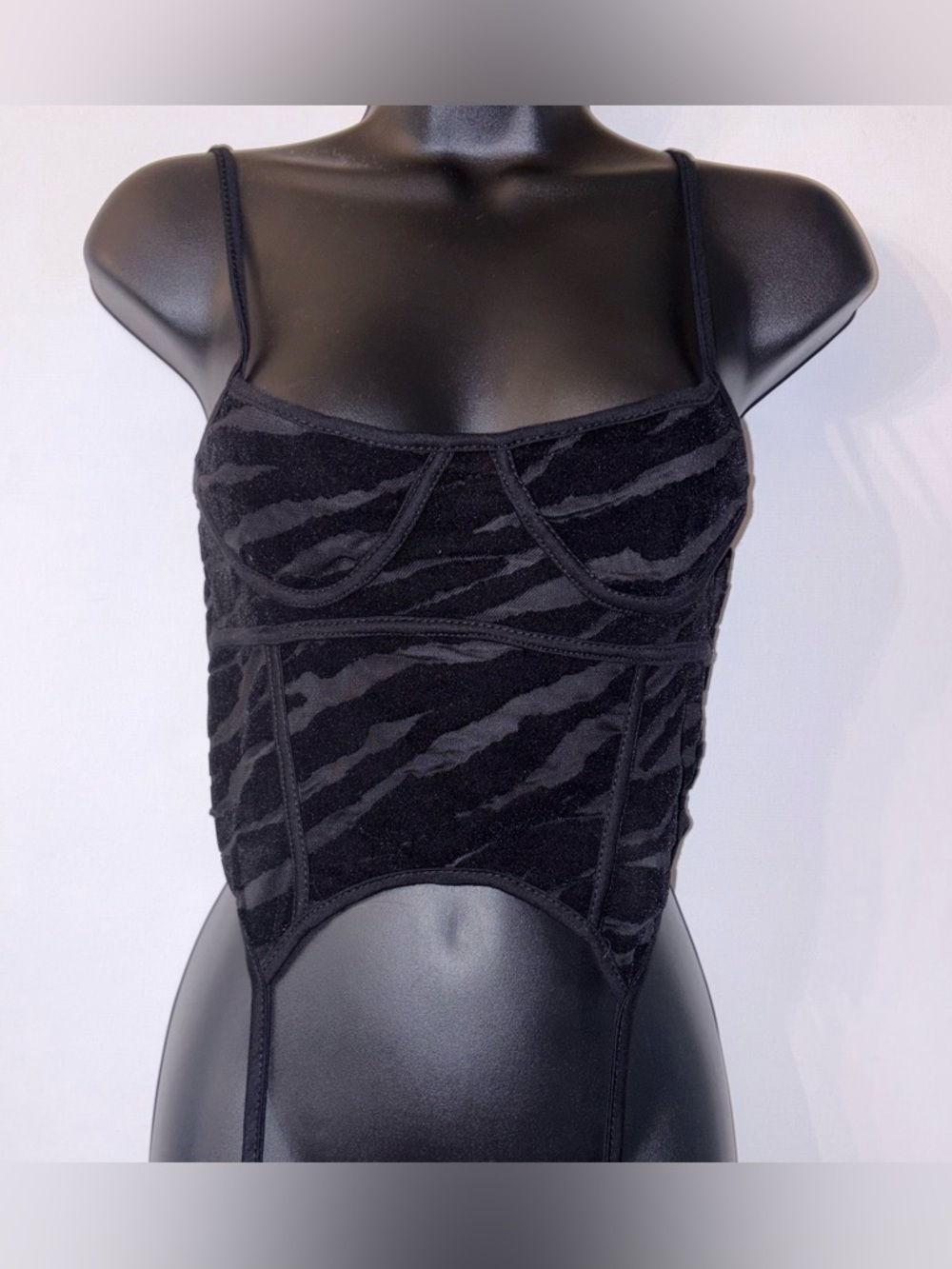Fashionkilla Black Textured Zebra Bustier Top
